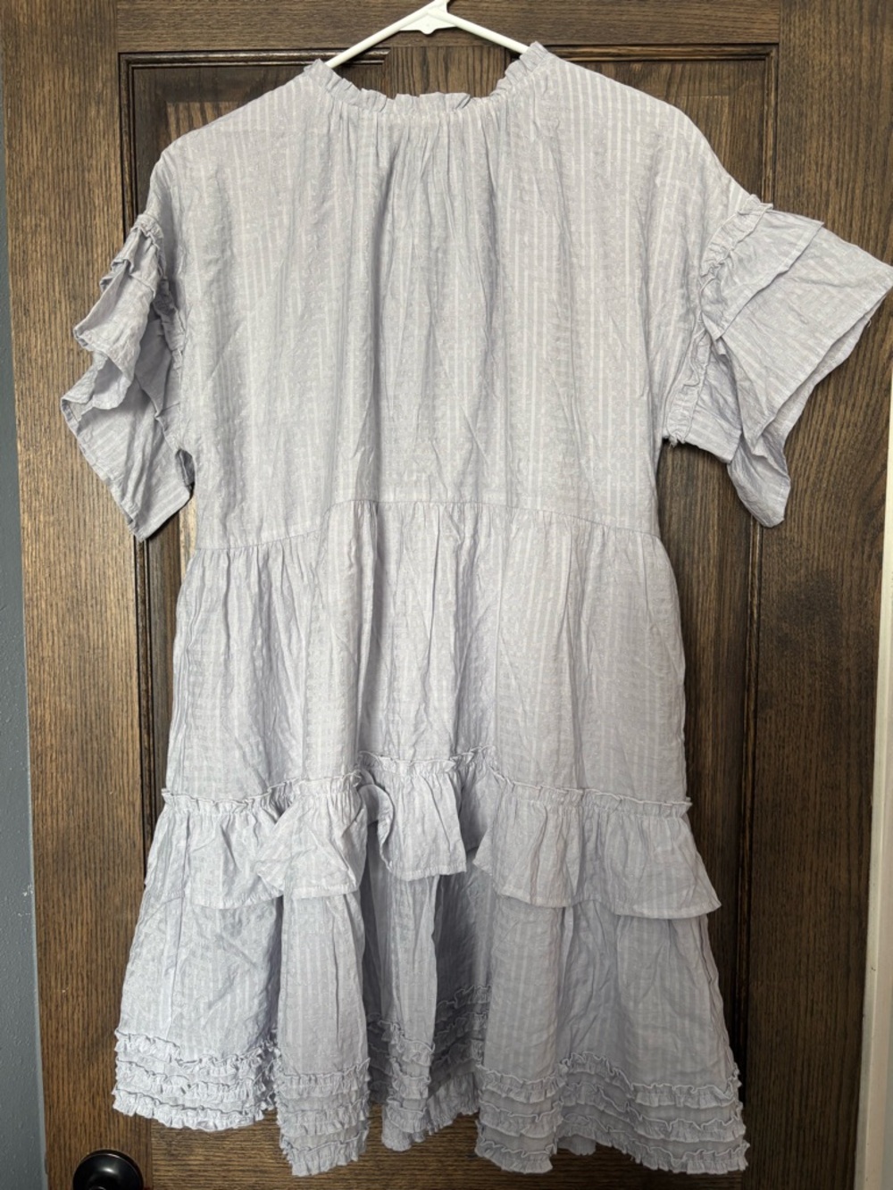 Storia Light Gray Ruffle Mini Dress